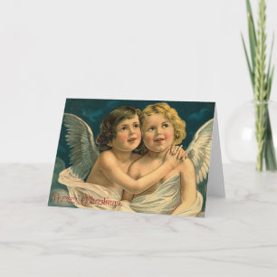 Eine frohe Weihnachten Vintage Engel Grußkarte