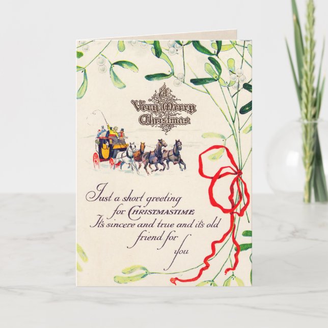 Eine frohe Weihnachtskarte mit Schlitten Feiertagskarte (Vorderseite)