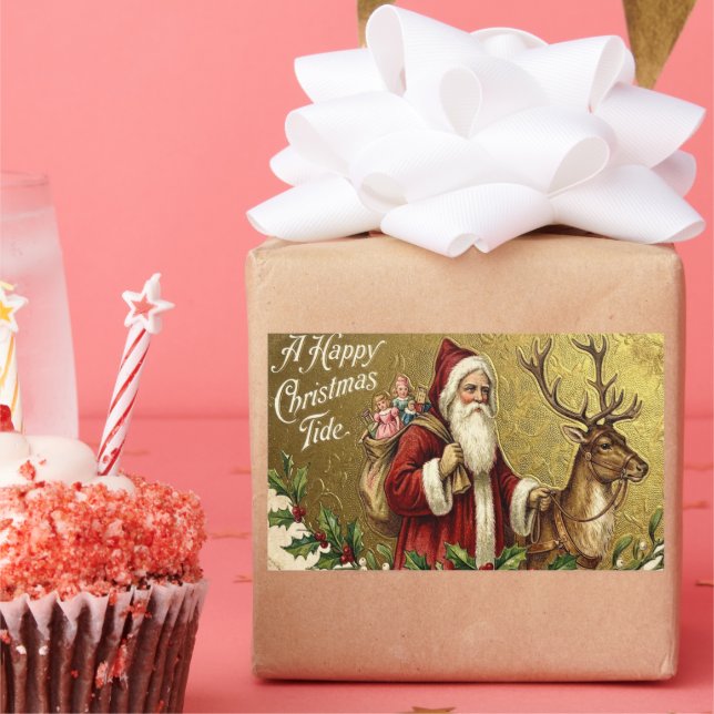 Eine frohe Weihnachtszeit Rechteckiger Aufkleber (Party)