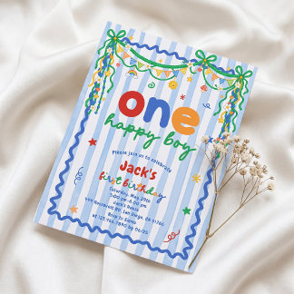 Eine fröhliche, bunte Einladung zum 1. Geburtstag