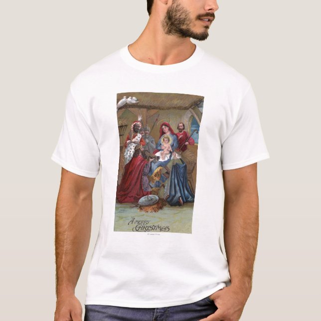 Eine fröhliche ChristmasNativity Szene T-Shirt (Vorderseite)