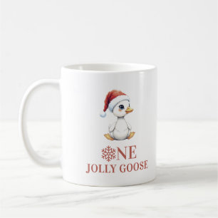 Eine fröhliche Gans zum ersten Geburtstag am erste Kaffeetasse