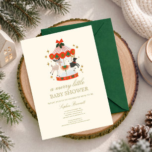 Eine fröhliche kleine Babyparty-Weihnachtskarussel Einladung