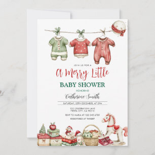 Eine fröhliche kleine Wäscheleine-Christmas-Baby-P Einladung