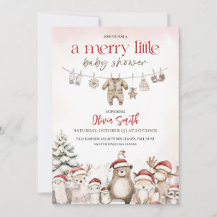 Eine fröhliche kleine Wäscheleine Wald Baby Shower Einladung