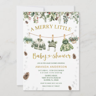Eine fröhliche kleine Weihnachts-Baby Shower mit W Einladung