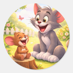 Eine fröhliche Pause im Garten Runder Aufkleber