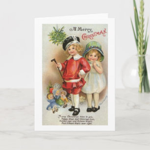 Eine fröhliche Weihnachtskarte für Jungen und Mädc Feiertagskarte