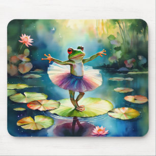 Eine Froschballerina tanzt auf einem Lotusblatt in Mousepad