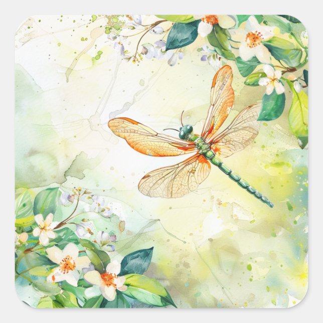 Eine Frühling-Libelle Quadratischer Aufkleber (Vorderseite)