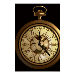 Eine funky Steampunk-Uhr Poster