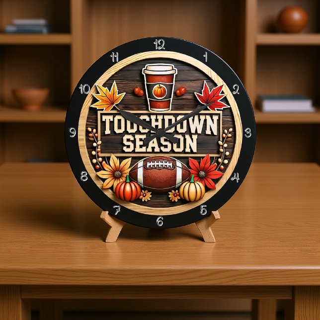 Eine Fußball-Theme Herbst-TOUCHDOWN-SAISON Große Wanduhr (Von Creator hochgeladen)