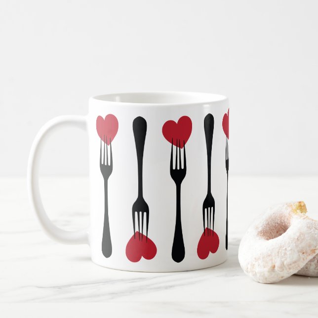 Eine Gabel in meiner Herz-Tasse halten Tasse (Mit Donut)