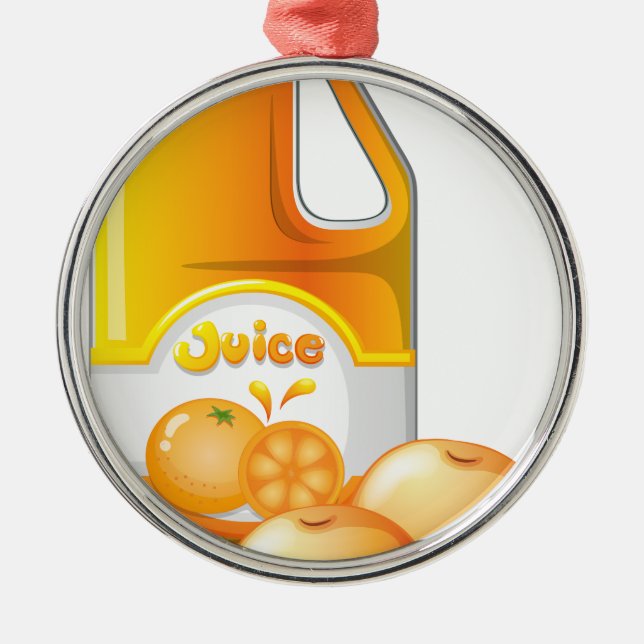 Eine Gallone Orangensaft Silbernes Ornament (Vorne)