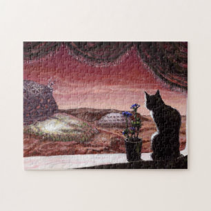 Eine ganz neue Welt - SciFi - Katze auf Mars Puzzle
