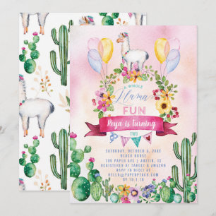 Eine ganze Lama Fun Geburtstagsparty Einladung