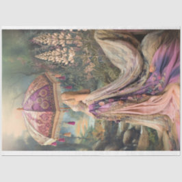 Eine Gartengala, Frau mit Sonnenschirm Seidenpapier