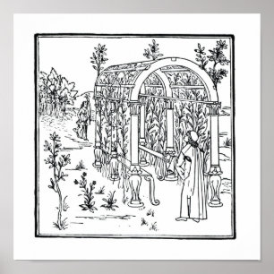 Eine Gartenszene, von 'Hypnerotomachia Poliphili' Poster