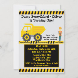 Eine Geburtstagsgelbe LKW-Konstruktion drehen Einladung