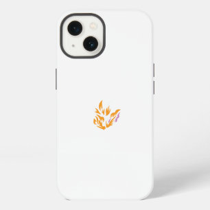 eine gelbe Blume mit Blättern auf weißem Hintergru iPhone 13 Hülle