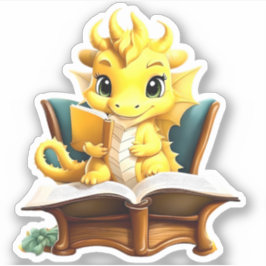 Eine gelbe Drachenlesung Aufkleber