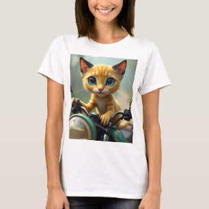 Eine gelbe Katze mit schwarzen Ohren und großen bl T-Shirt