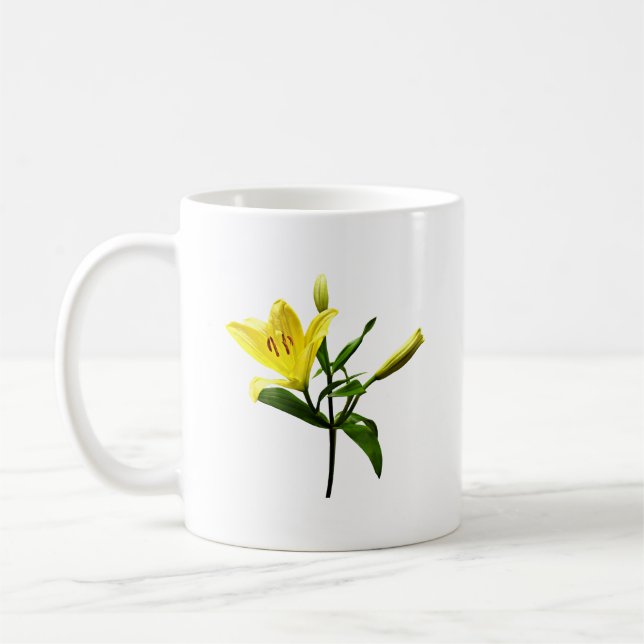 Eine gelbe Lilie Kaffeetasse (Links)