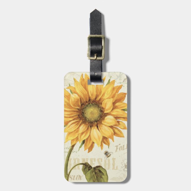 Eine gelbe Sonnenblume Gepäckanhänger (Vorderseite vertikal)
