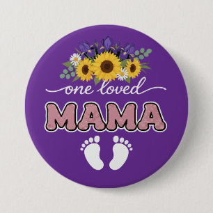 Eine geliebte Mama Sonnenblumen Schwertlilie Schwa Button