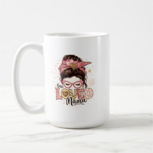 Eine geliebte Mama süße Leopard-Herz-Mutter-Zitat Kaffeetasse