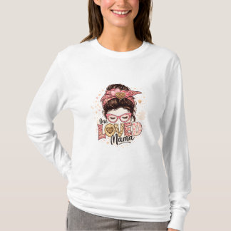 Eine geliebte Mama süße Leopard-Herz-Mutter-Zitat T-Shirt