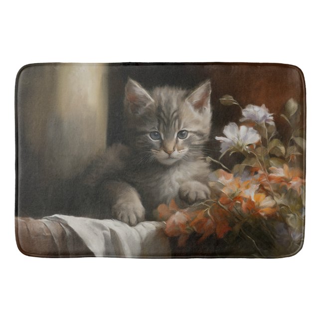 Eine gemütliche Ecke Tabby Kitten Badematte (Vorderseite)