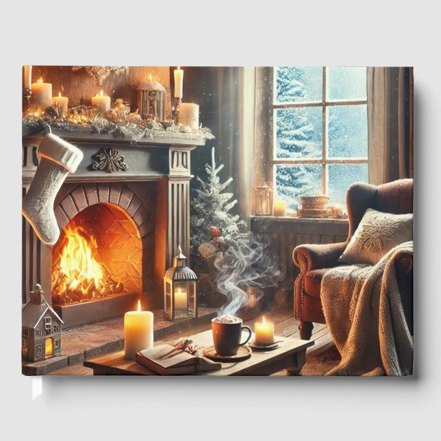 Eine gemütliche Winterlandschaft am Kamin Gästebuch (Vorderseite)