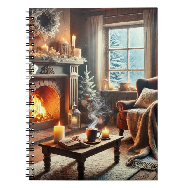 Eine gemütliche Winterlandschaft am Kamin Notizblock (Vorderseite)
