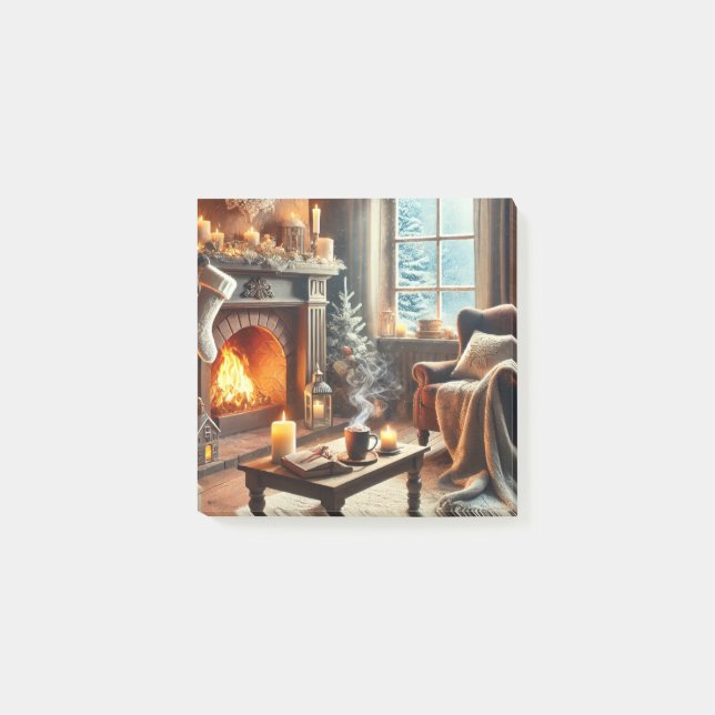 Eine gemütliche Winterlandschaft am Kamin Post-it Klebezettel (Vorderseite)