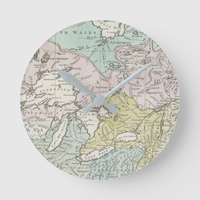 Eine genaue Karte von Kanada, 1761 Runde Wanduhr (Vorderseite)