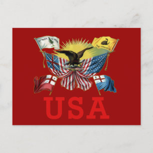 Eine Geschichte amerikanischer Flaggen auf einem H Postkarte