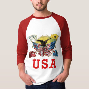 Eine Geschichte der amerikanischer Flaggen auf T-Shirt