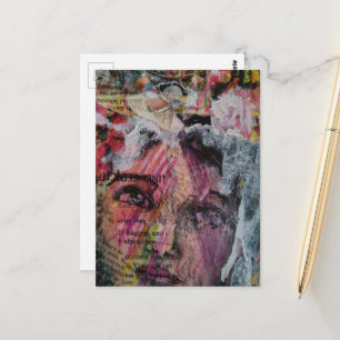 Eine Gesichts-Mixed-Media-Collage Postkarte