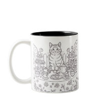 Eine getigert Katze & Teeparty-Tasse