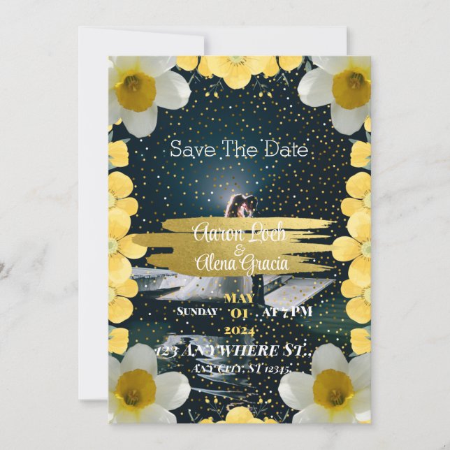 Eine getrocknete Einladung mit narzissenartigen Bl (Vorderseite)