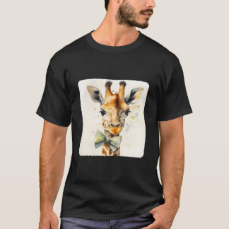 Eine Giraffe mit Fliege Mode Modisch Anima T-Shirt