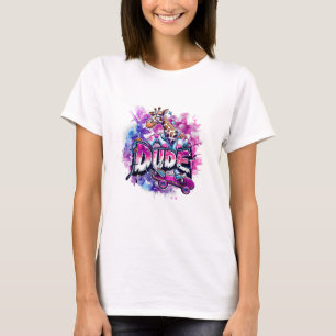 Eine Giraffe mit Pajamas und einem Skateboard T-Shirt