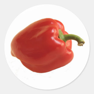 Eine glänzende, strahlend rote Paprika aus Mexiko Runder Aufkleber
