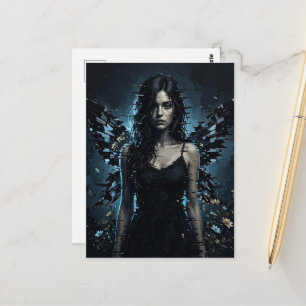 Eine Glitch-Fee mit Blumen Postkarte