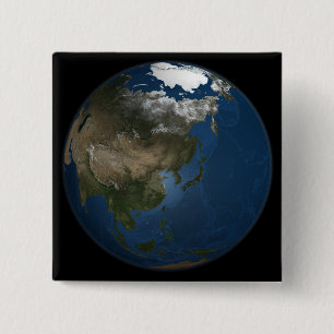 Eine globale Sicht auf Asien mit arktischem Meerei Button