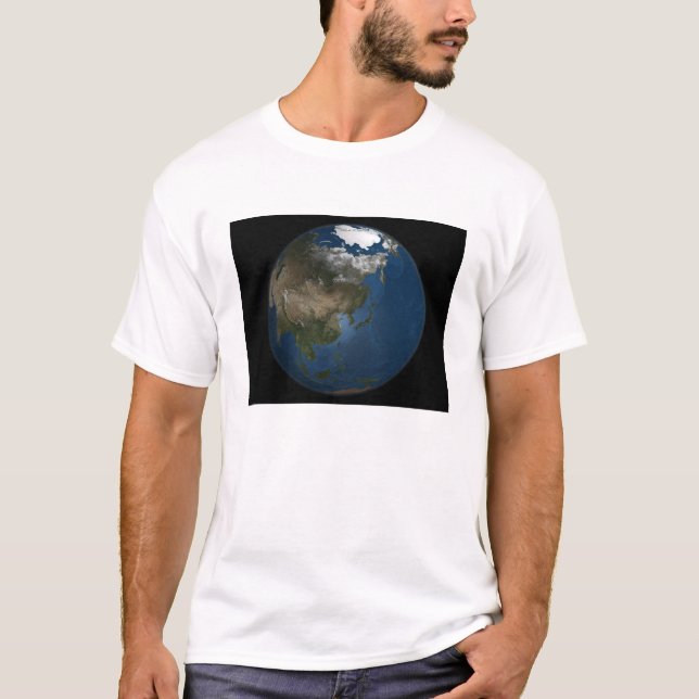 Eine globale Sicht auf Asien mit arktischem Meerei T-Shirt (Vorderseite)
