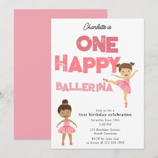 Eine glückliche Ballerina Einladung 1. Mädchen Geb
