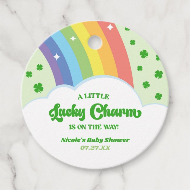Eine glückliche Charm St. Patrick's Day Baby Dusch Geschenkanhänger (Vorderseite)