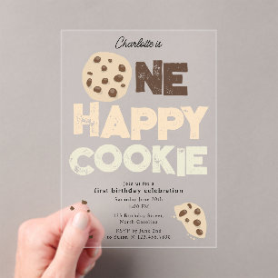 Eine glückliche Cookie-Einladung 1.  Erste Geburts Acryleinladungen